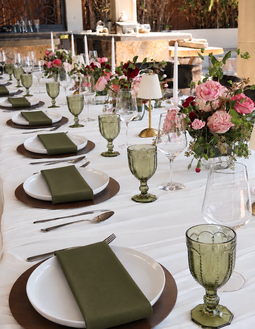 Styled tablescape set for a private dinner