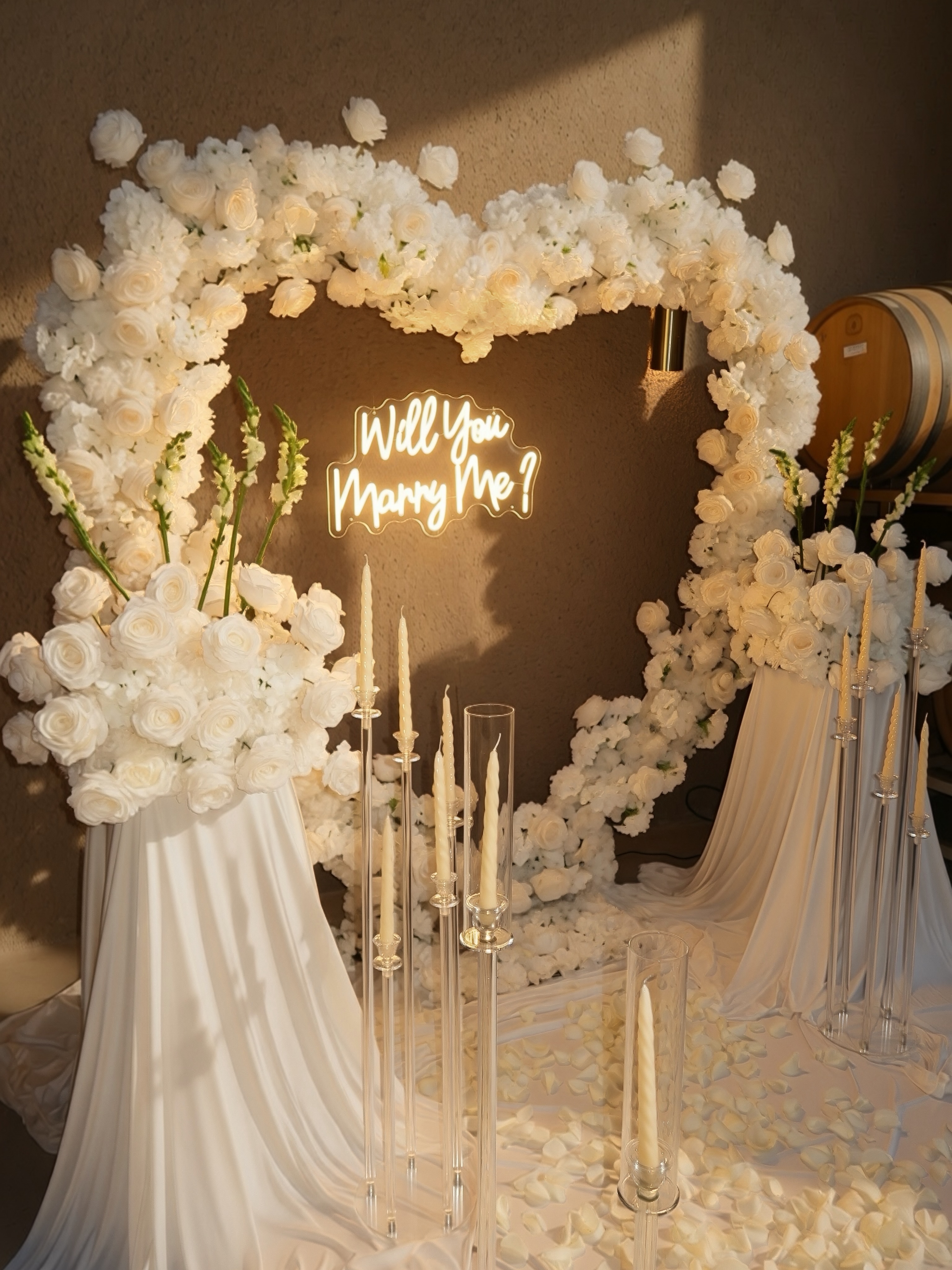 Candlelit proposal setup